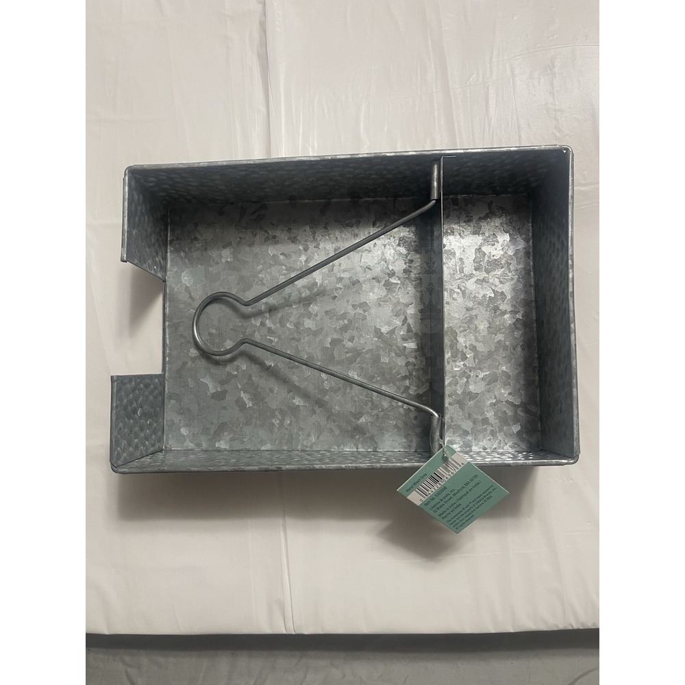 Hammered Galvanized Divided Napkin Tray Towle Living Rustic Farmhouse Metal